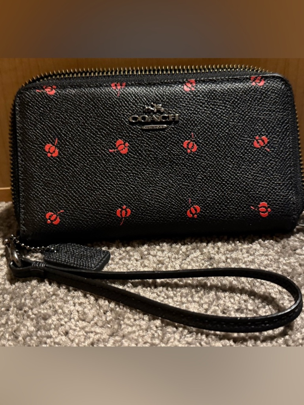 Rose print Coach F53445 Zip Around Wallet